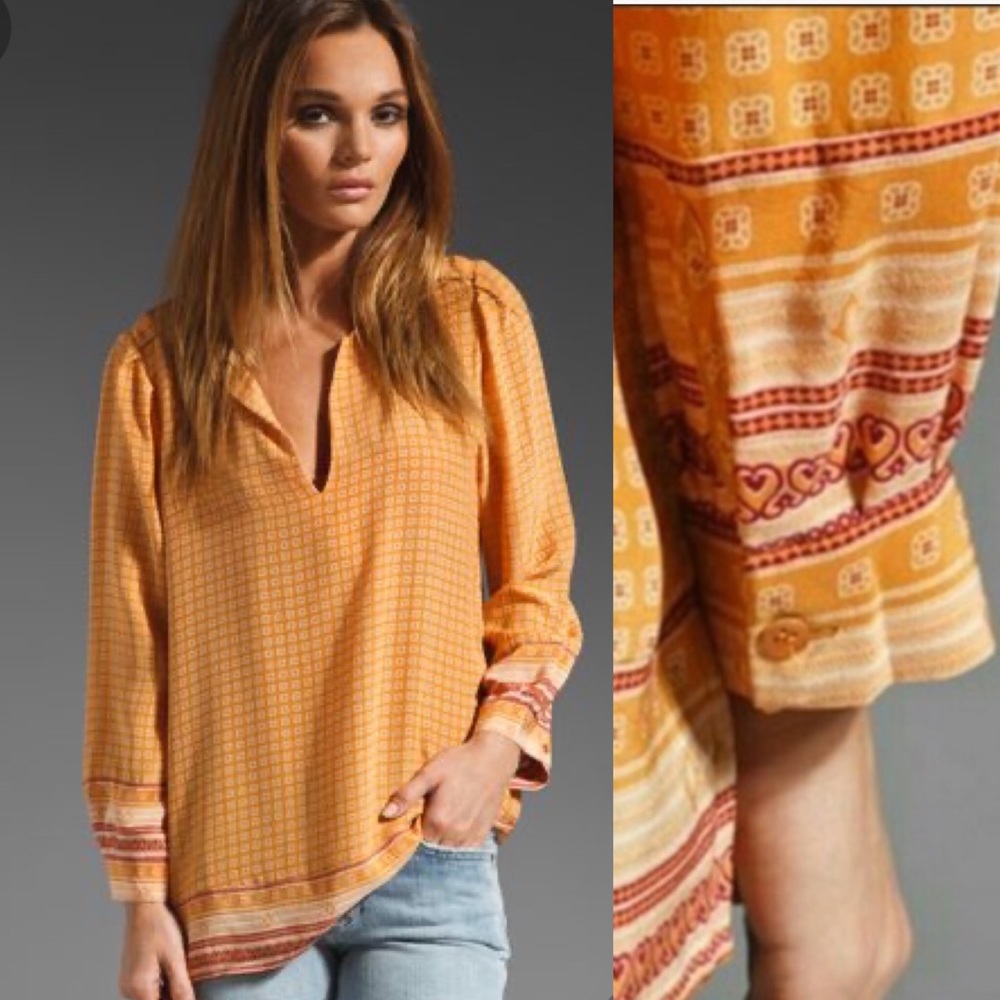 JOIE 100% silk ethic boho print blouse